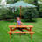 Kid's Wooden Outdoor Picnic Table and Umbrella Set