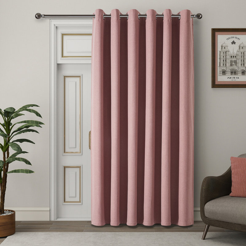 Linen Blend Blackout Curtain Panel Pair Single Panel, Blush