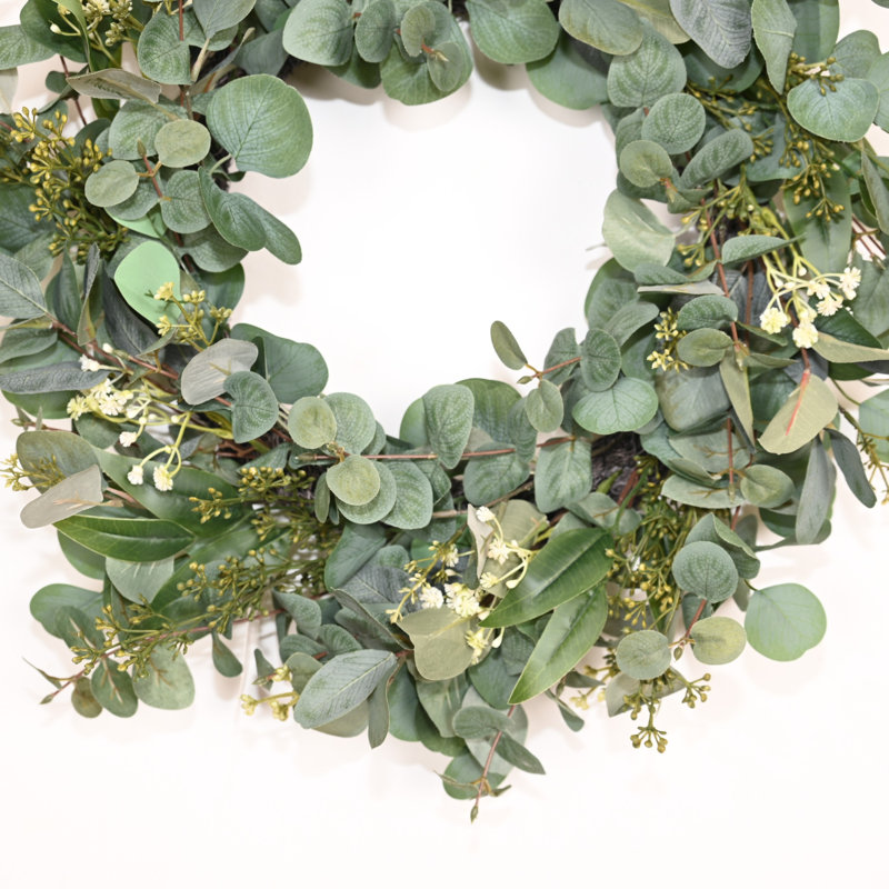 Décoration de porte 24 po à motif de courge d'eucalyptus mélangé 24 po