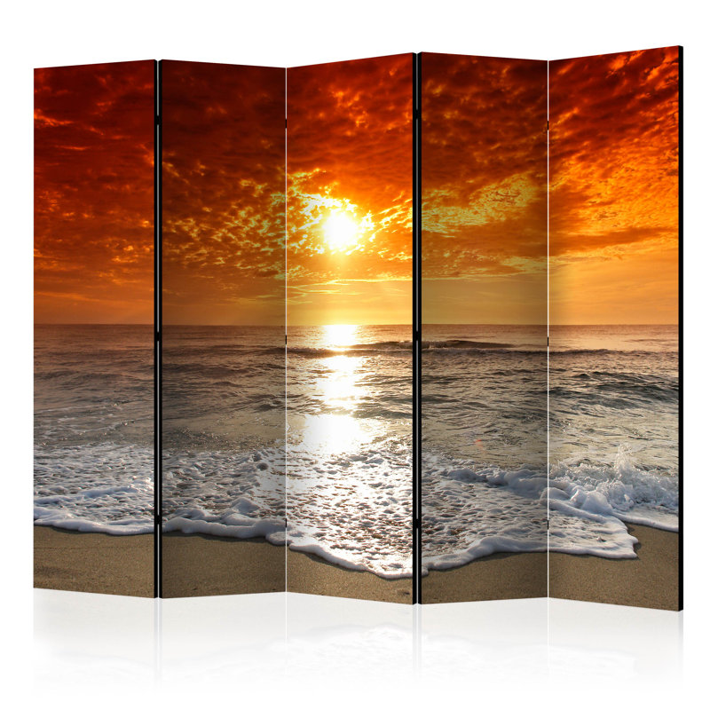 Halper 225cm W x 172cm H 5 - Panel Solid Wood Folding Room Divider