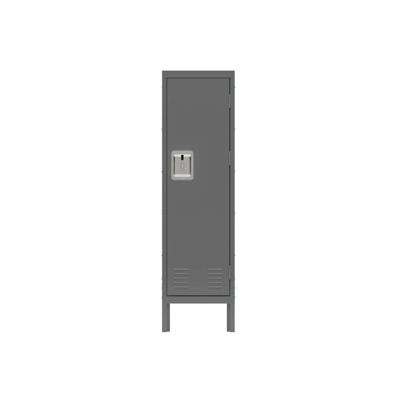 Casier 1 porte en métal à une porte avec style rétro, grande capacité et ventilation pour divers besoins de rangement, Gris