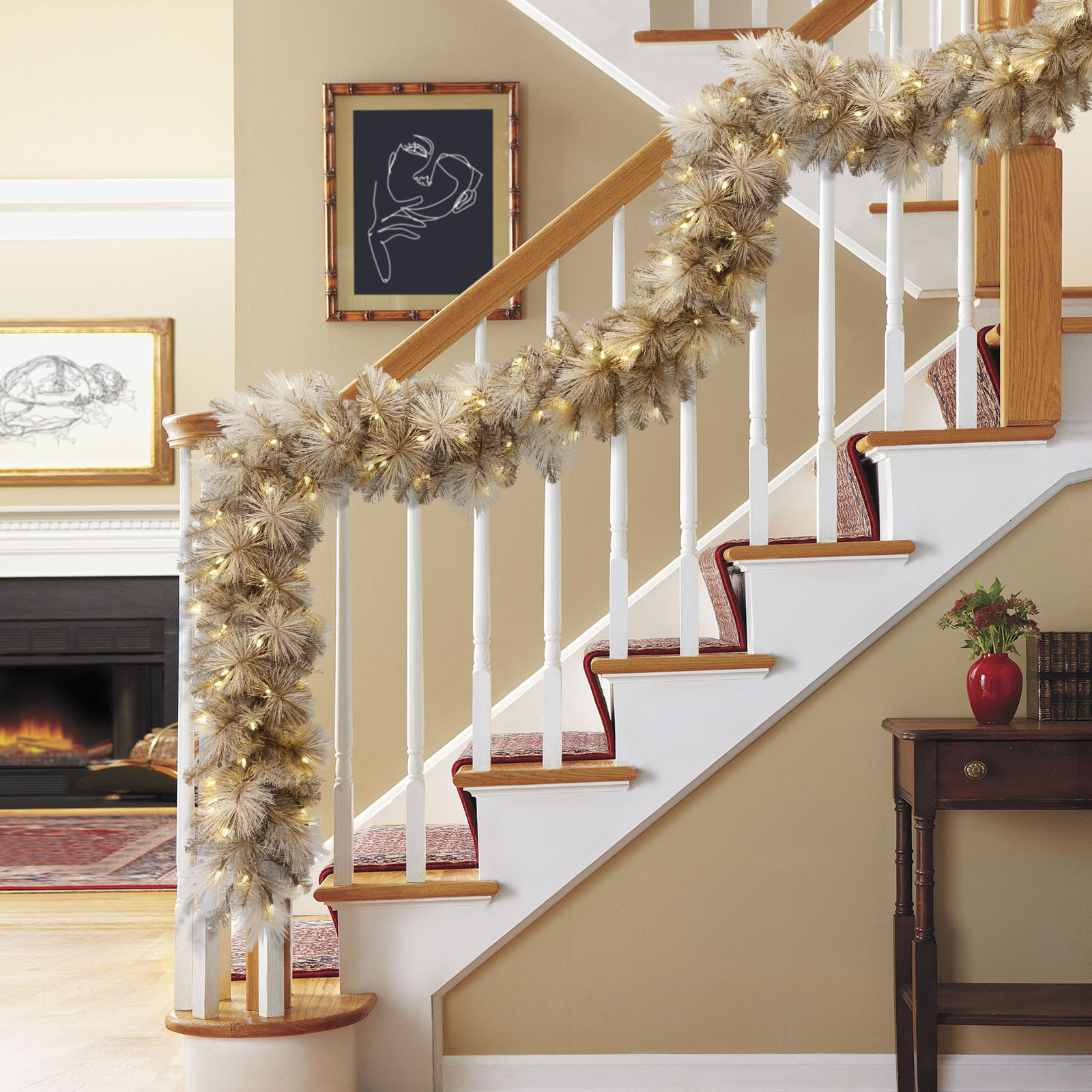 108" Pre-Lit Tan Christmas Garland