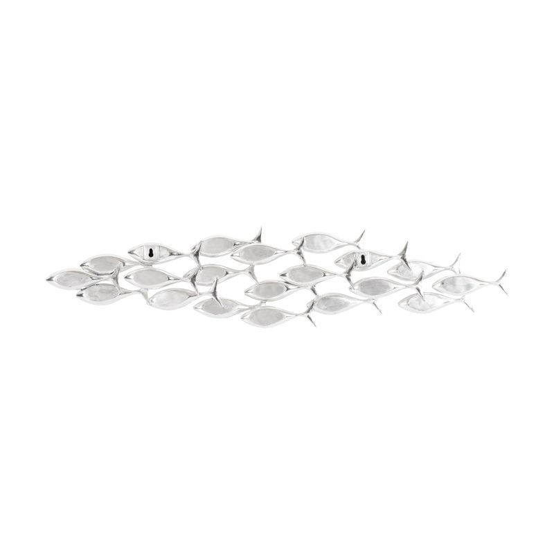 School Of Fish Wall Decor In Silver Leaf