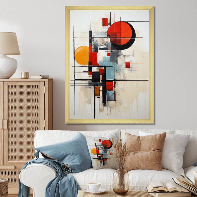 Isayah Red Suprematism Reduction III sur toile, H 20 po x l 12 po x P 1 po, Encadrement doré