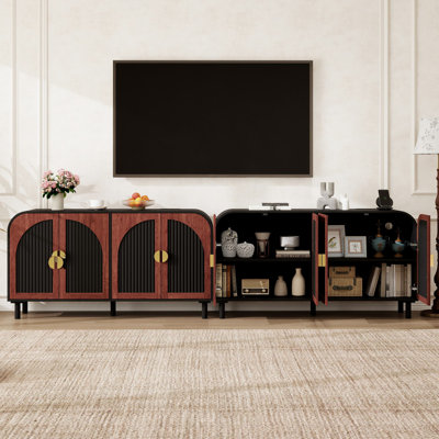 59'' Arched Sideboard Cabinet With Gold Half-Moon Handle (Set Of 2)