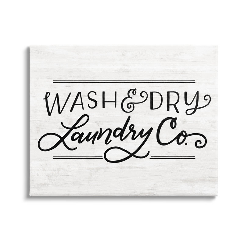 «Wash Laundry Co Grain» - Art textuel, H 20 po x l 16 po, Plaque murale
