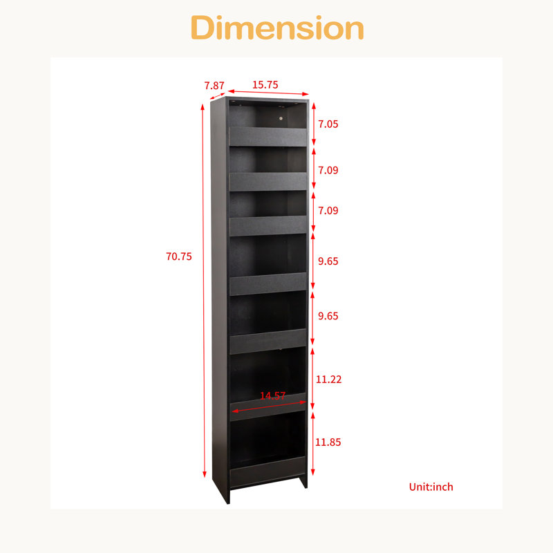 Étagère ouverte 7 côtés multi-fonctions avec rangement à un seul niveau pour la cuisine, le salon et les espaces étroits