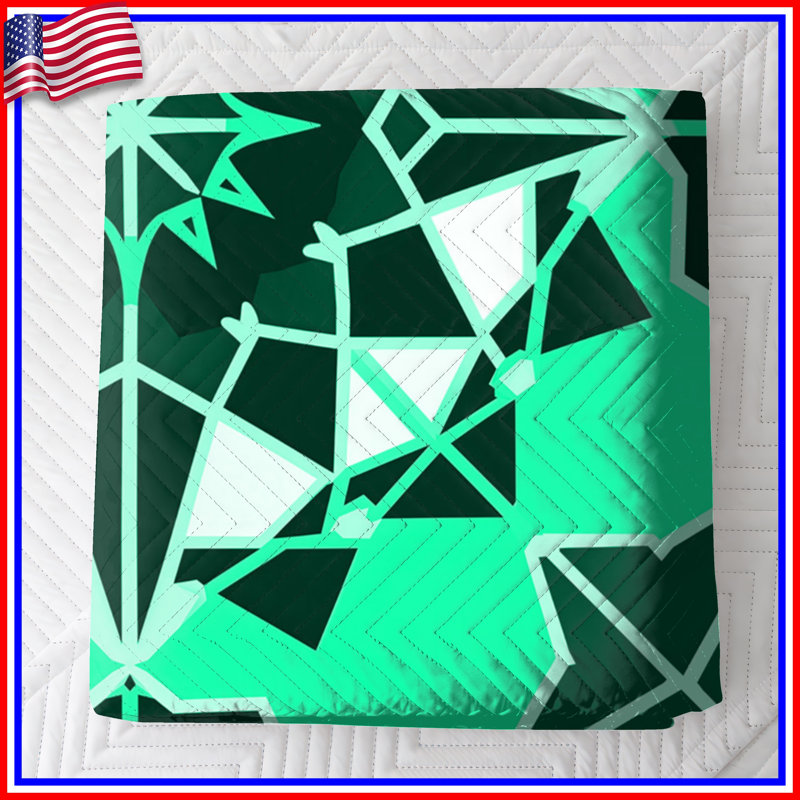 Couvre-lit matelassé vert à motif kaléidoscope toutes tailles, Double