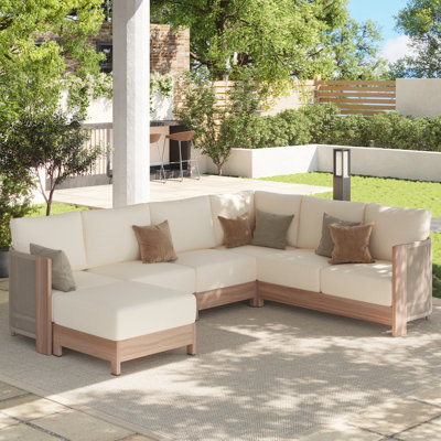 Noralee 7-person Outdoor Aluminum Sectional Sofa Set With Ottoman