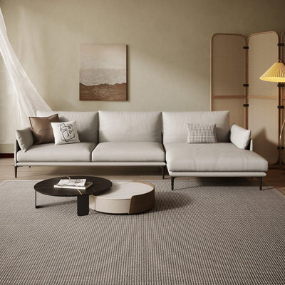 Canapé modulaire 2 pièces en cuir véritable blanc crème