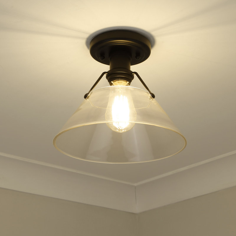 Plafonnier encastré à une lumière de 10 po Weatherford, Noir mat, Verre transparent