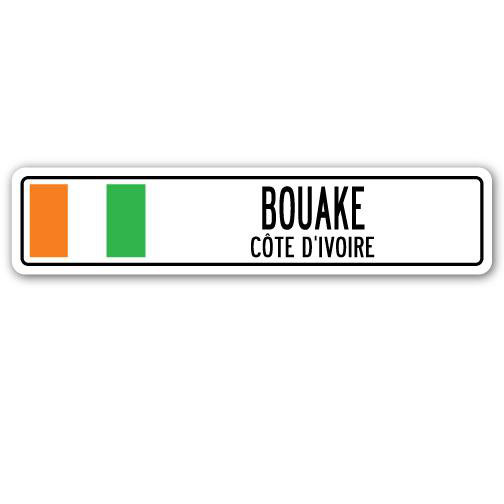Plaque de rue en aluminium Autrey Bouake, Côte d'ivoire, H 4 po x l 18 po x P 1 po