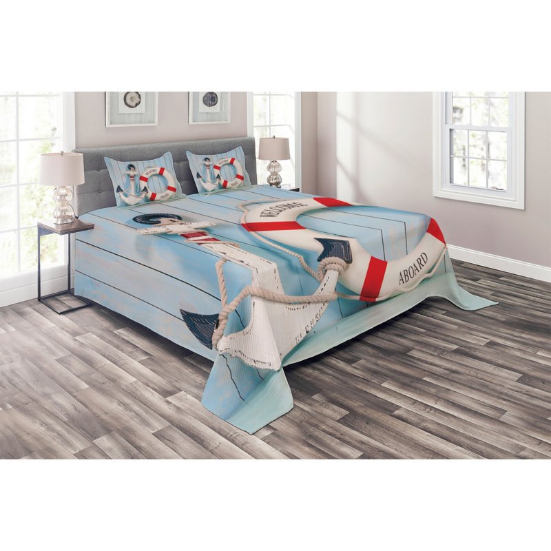 Buoy Polyester Coverlet, King Bedspread + 2 Shams