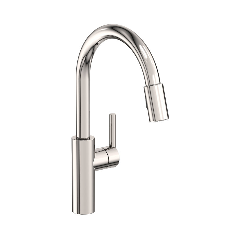 East Linear Pull Down Single Handle Kitchen Faucet, Polished Nickel