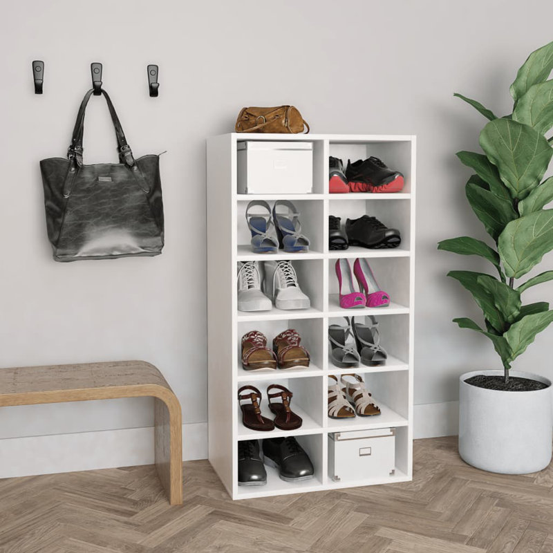 12 Pair Shoe Rack, White