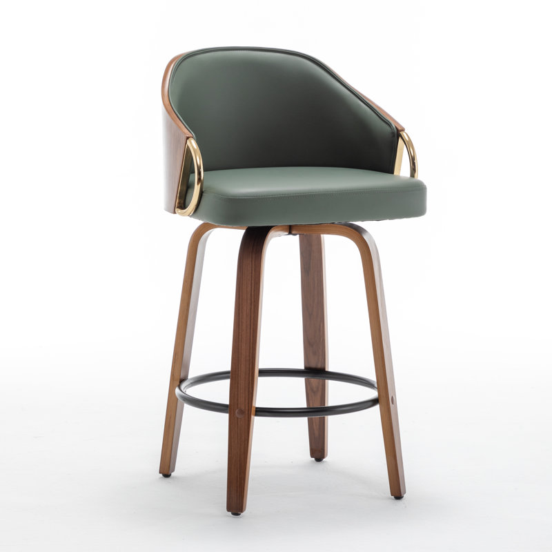 Swivel Upholstered Counter Stool, Green, Counter Stool (25" Seat Height)