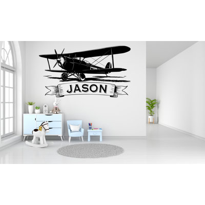 Panneau personnalisé, nom de l'avion personnalisé, biplan et bannière, affiche de nom d'aéronef, affiche de nom de pilote, art mural de la Force aérienne