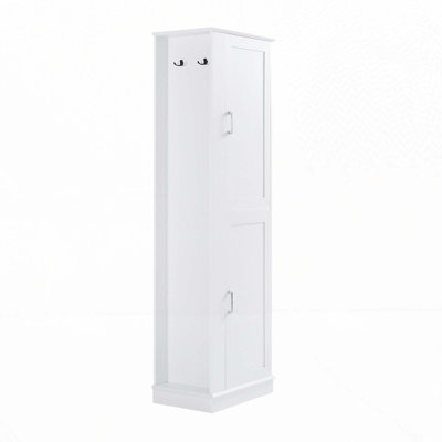 Freestanding Storage Bathroom Cabinet with Hook and Adjustable Shelf