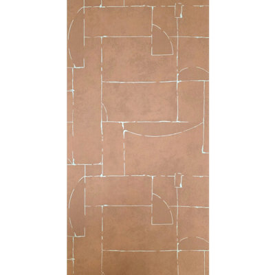 Papier peint imitation mat en terre cuite orange mat avec lignes géométriques