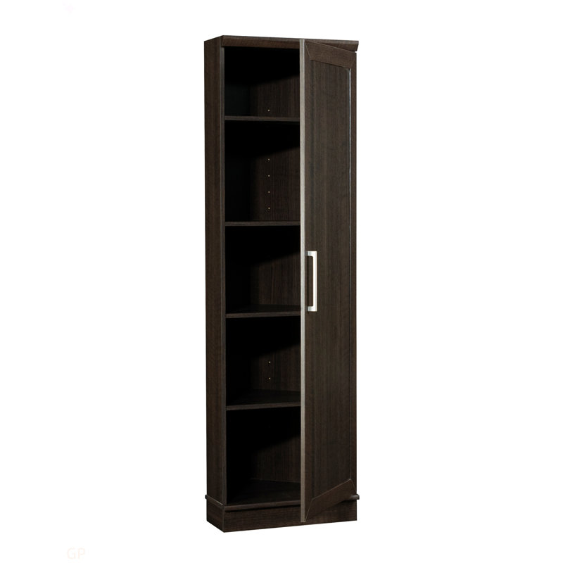 Engineered Wood Contemporary Corner Storage Cabinet With 5 Shelves, Brown