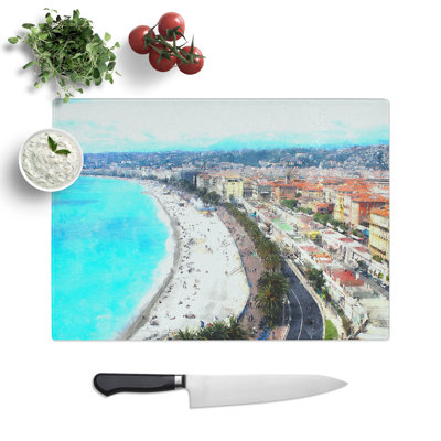 Nice Skyline in France Painting Chopping Board