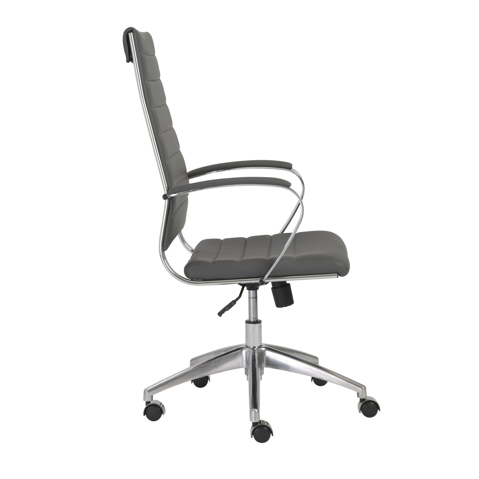 Rossie Swivel Office Chair, Gray Faux Leather