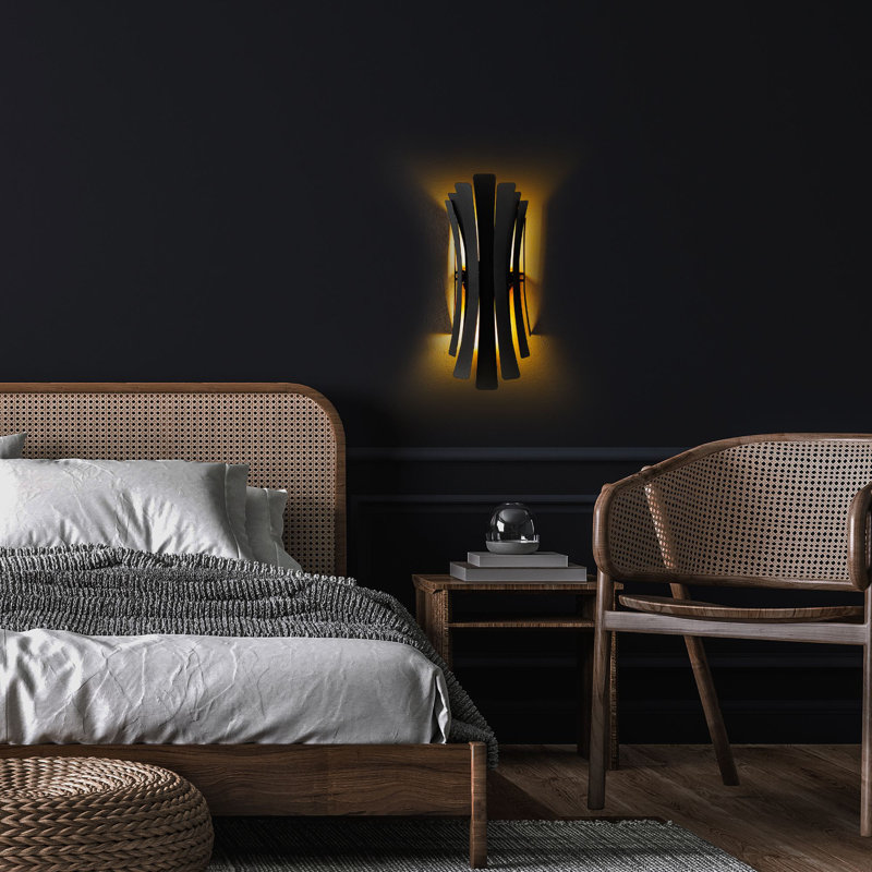 Modern Black Wall Lamp, Metal Body, 6.7 x 6.3 x 19.0 inches | 2 x E14 Socket (Max 40 W) - Perfect for Living Room & Bedroom, Stylish Design | Base Plate: 7.1 x 5.5 x 0.4 inches, IP20 Rated - Bulb Not Included