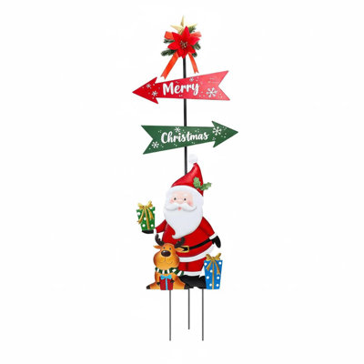 47" Metal Santa Yard Sign with Stakes - Christmas Outdoor Decor