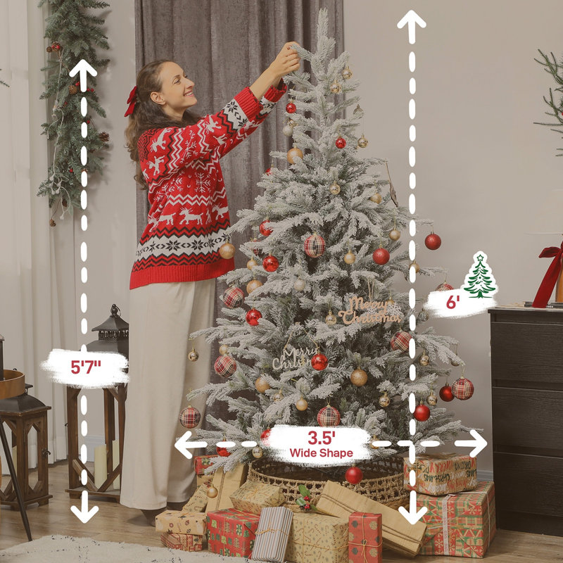 Arbre de Noël artificiel givré 6 pi avec branches réalistes