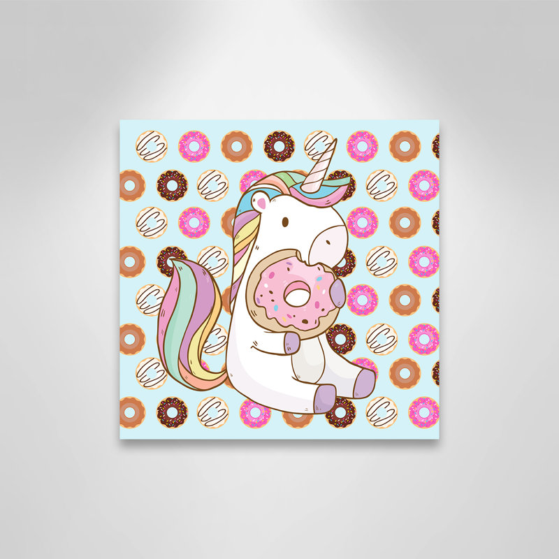 Donut Unicorn Wall Decal, 12" H x 12" W x 1.5" D, Canvas