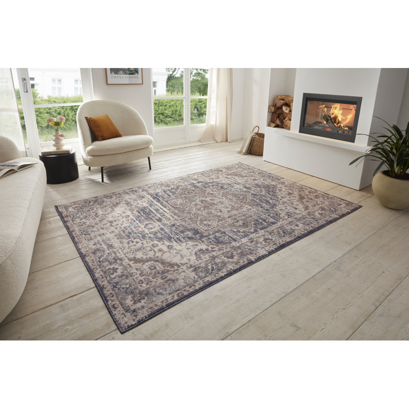 Terrain Ivory/Grey/Blue Rug, Rectangular 160cm x 235cm