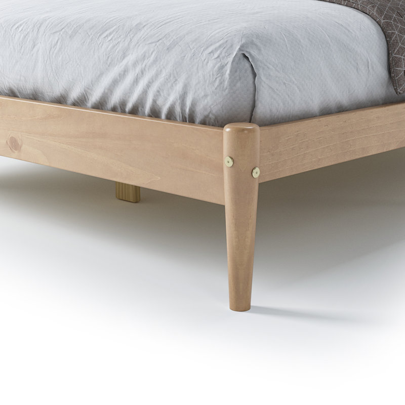 Lit simple en bois massif Lasher, Chêne clair, Double