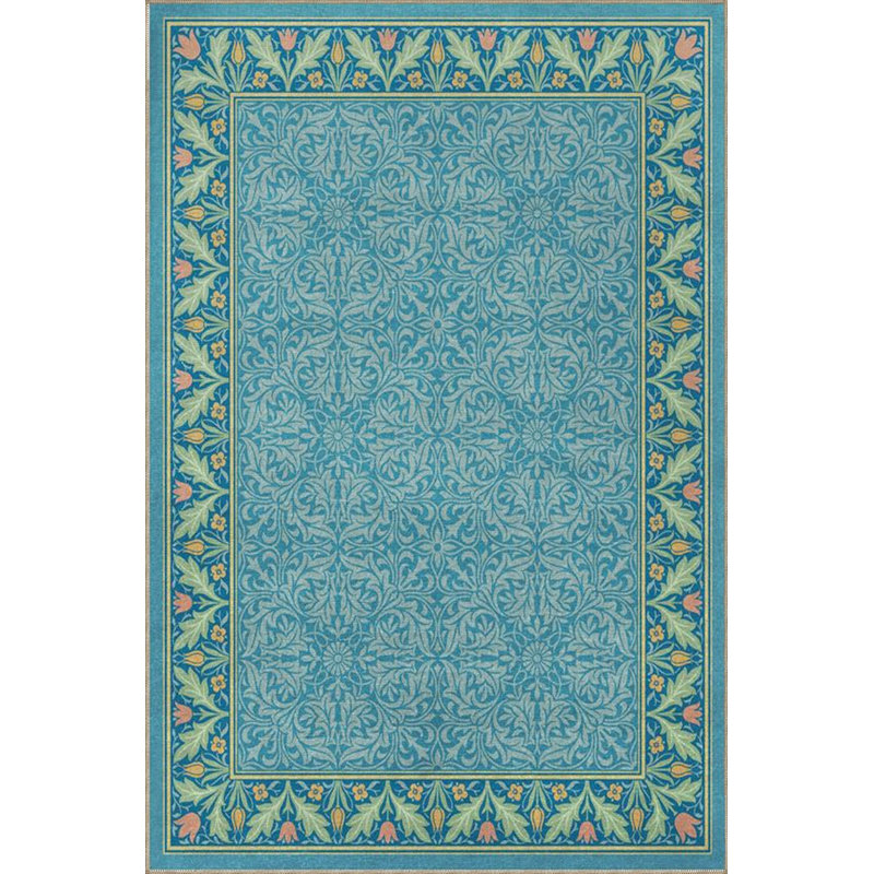 Tapis bleu à motif pastel lavable à la machine, Sous-tapis carré 3 pi 3 po inclus