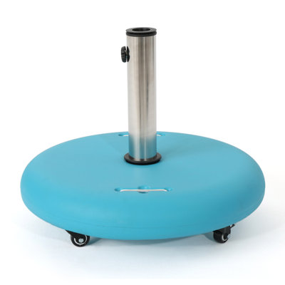Concrete Umbrella Stand - Stainless Steel, Teal, 21.01"Dx21.01"Wx16.57"H, Fits 1.6-2.2" Pole, Max 11Ft Compatible Outdoor Holder & 21.01"X21.01"X16.57", Accommodates 1.6"-2.2" Up To Reachable