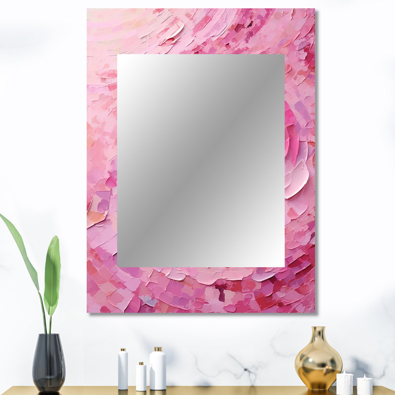 Pink Radiant Revolution Spiral - Abstract Spirals Decorative Wall Mirror, Modern Mirror, Printed Metal Art, 40" x 30"