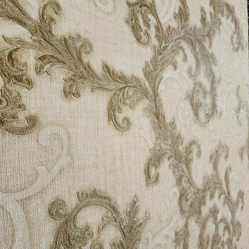 Versace Calligraphy Beige Brass Barocco Designer Textured Damask Wallpaper Rolls