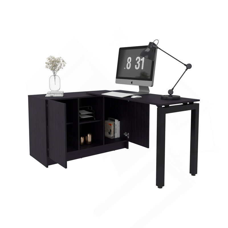 Bureau rotatif de 72 pouces de largeur ou poste de travail compact et réglable dans deux directions avec compartiments de rangement