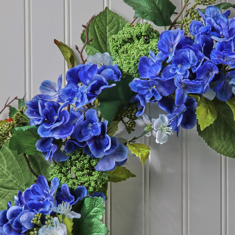 Couronne d'hortensia de jardin 24 po, Bleu