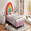Lit plateforme tapissier simple Rainbow Design pour lit princesse pour garçons et filles, adolescents, coloré et rose