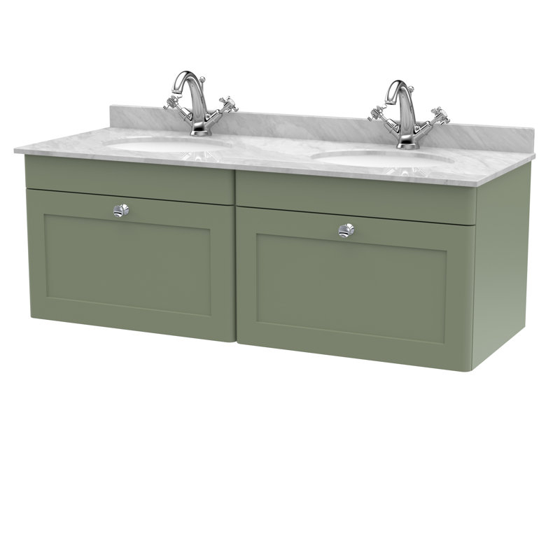 Classique 1220mm Double Bathroom Vanity with Undermount Vitreous China Basin, Satin Green