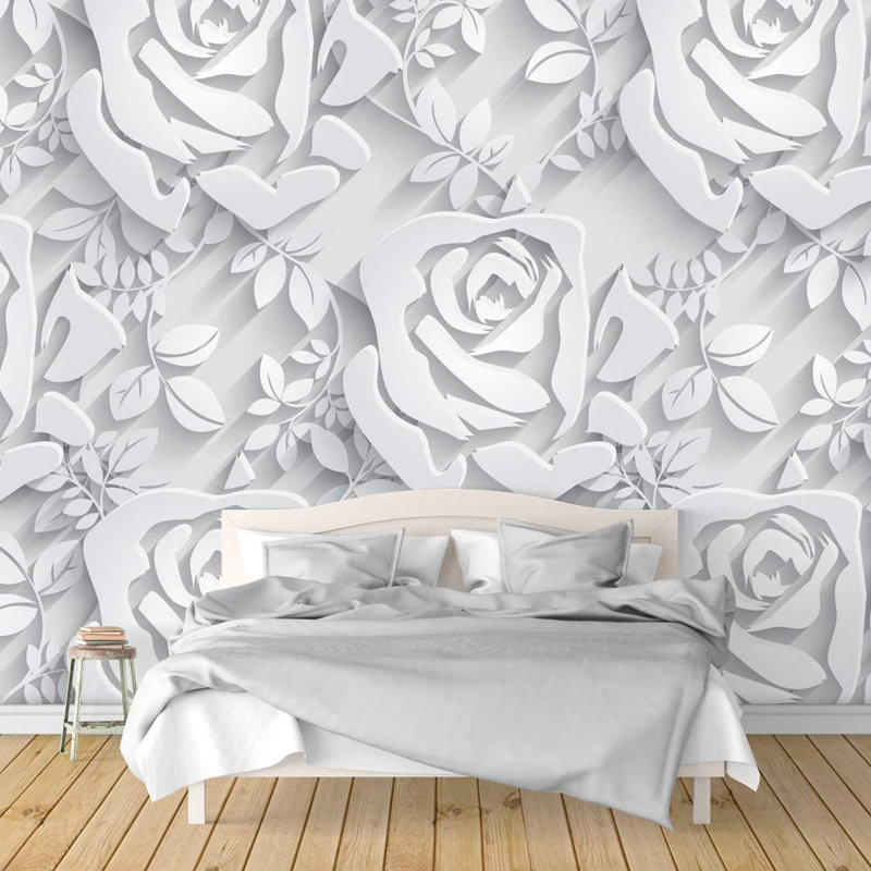 Murale lisse L 144 po x l 100 po Minimalist Botanical Lines, Blanc, L 100 po x L 144 po