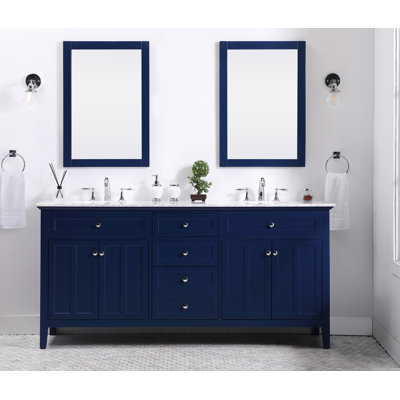 Ain 72'' Double Bathroom Vanity with Marble Top