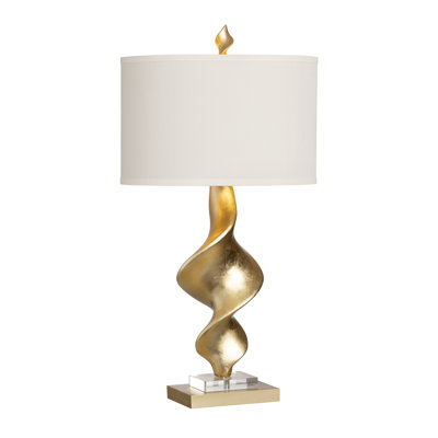 34" Resin Table Lamp With White Shade