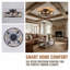 Ventilateur de plafond encastré de 20 pouces avec lumière et télécommande, ventilateur de plafond avec minuterie - ampoule vendue séparément (noir mat + grain de bois)