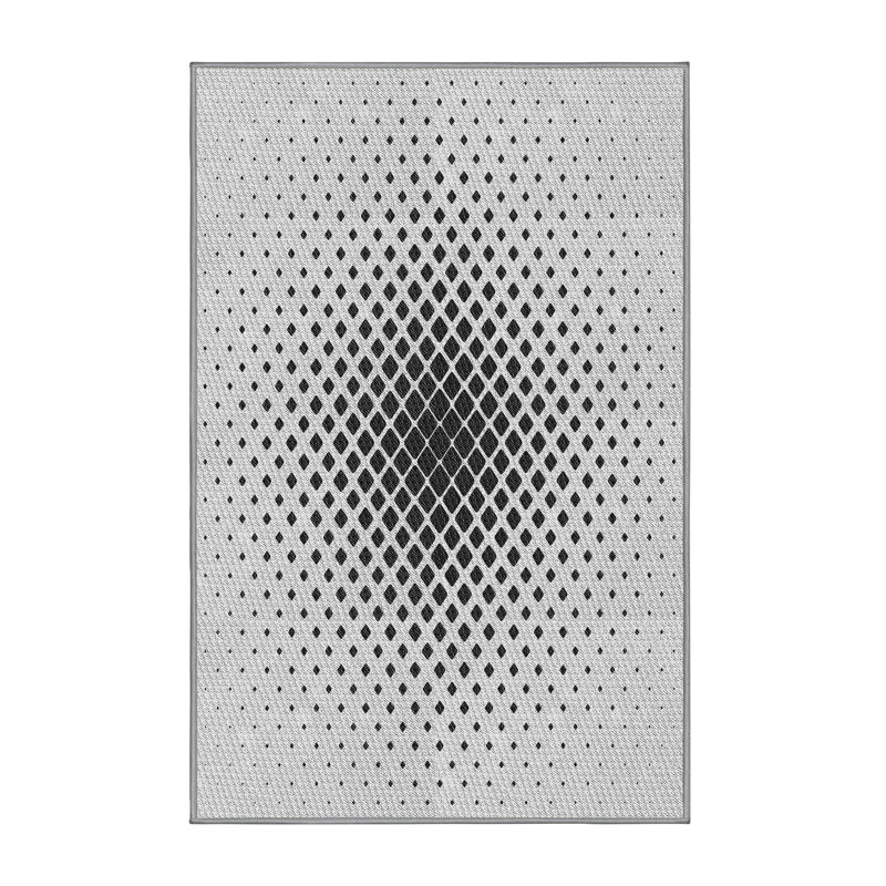 Tapis noir/gris à motifs, Rectangle 5 pi x 8 pi