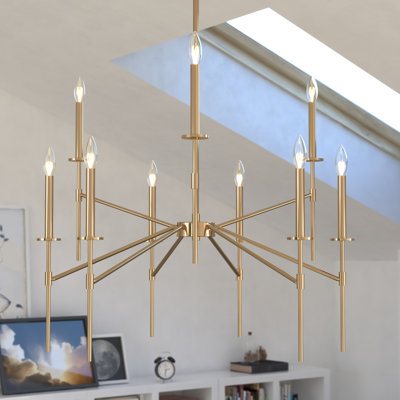 9 - Light Dimmable Tiered Chandelier