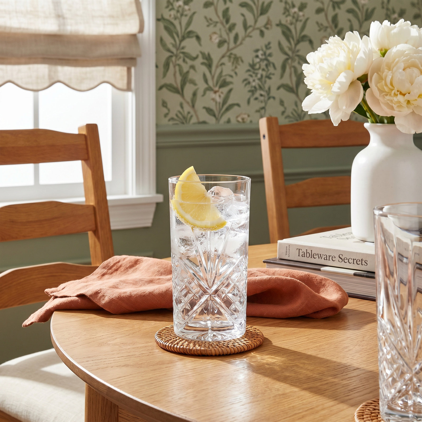 Dublin Crystal Gold Rim Highball Glass 12oz, Platinum