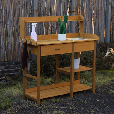 Ailani Fir Potting Bench with Stainless Sink
