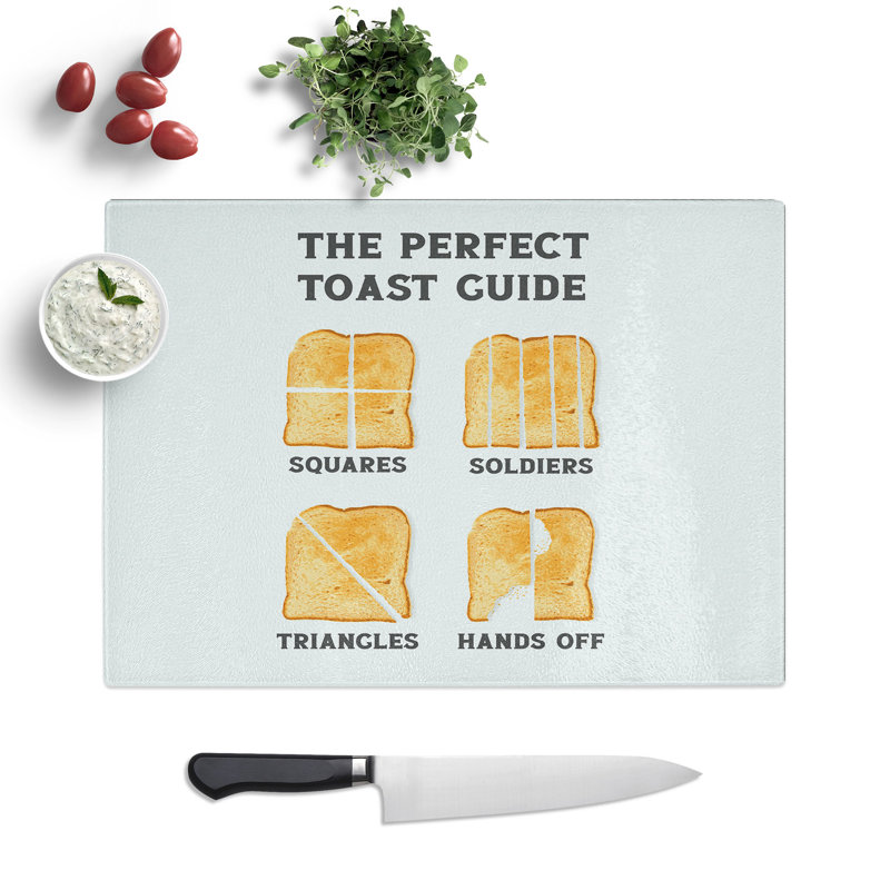 The Perfect Toast Guide Typography Chopping Board, 20cm W x 28.5cm L