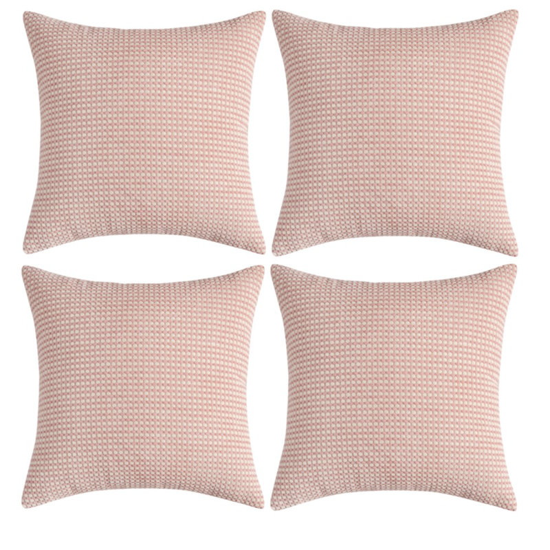 Ensemble de 4 housses de coussin en velours côtelé deux tons, Rose